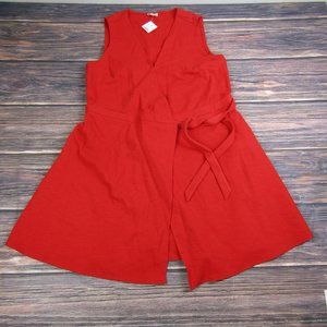 J. by J.Crew Womens Large Red V-Neck Wrap Sleeveless Tie On Side Dress